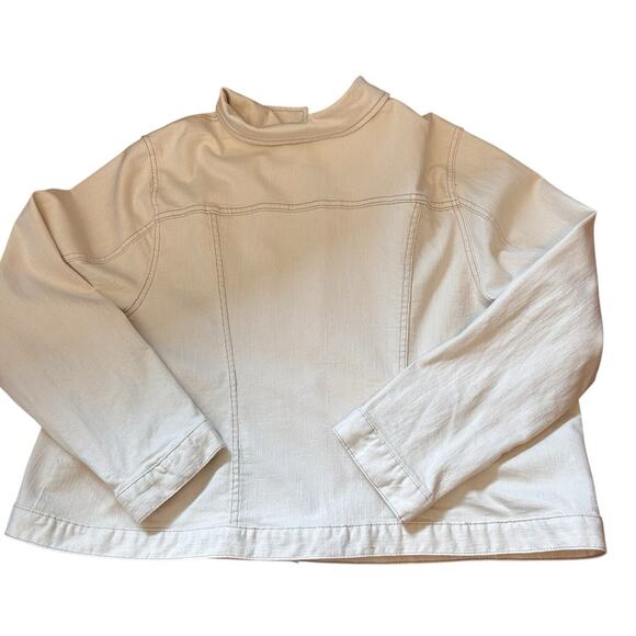 Lane Bryant Women’s Ivory Jean Jacket Snap Closure Bomber Biker Plus Size 28 - Picture 8 of 15